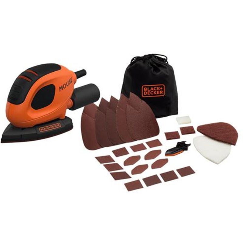 55W Mouse Sander with 15 Accessories and Bag Black Decker BEW230BC