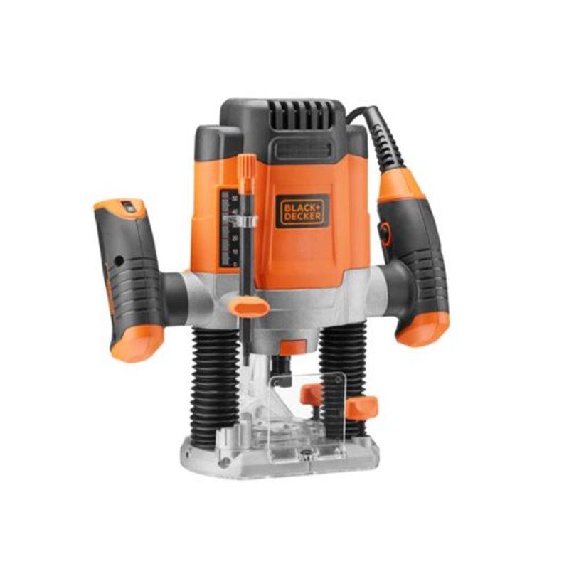  FRESADORA 1200W  BLACK+DECKER. 8.000-28.000 RPM, PROFUNDIDAD 55MM. INCLUYE 3 PINZAS, 6 FRESAS, GUIIA DE CORTE,PLATO DISTANCIADO