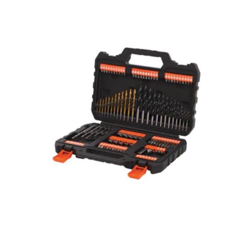  JUEGO DE 109 PIEZAS PARA ATORNILLAR Y TALADRAR CON BROCAS "TITANIO"   BLACK+DECKER. CONTENIDO 13 BROCAS DE MADERA 12 BROCAS DE 