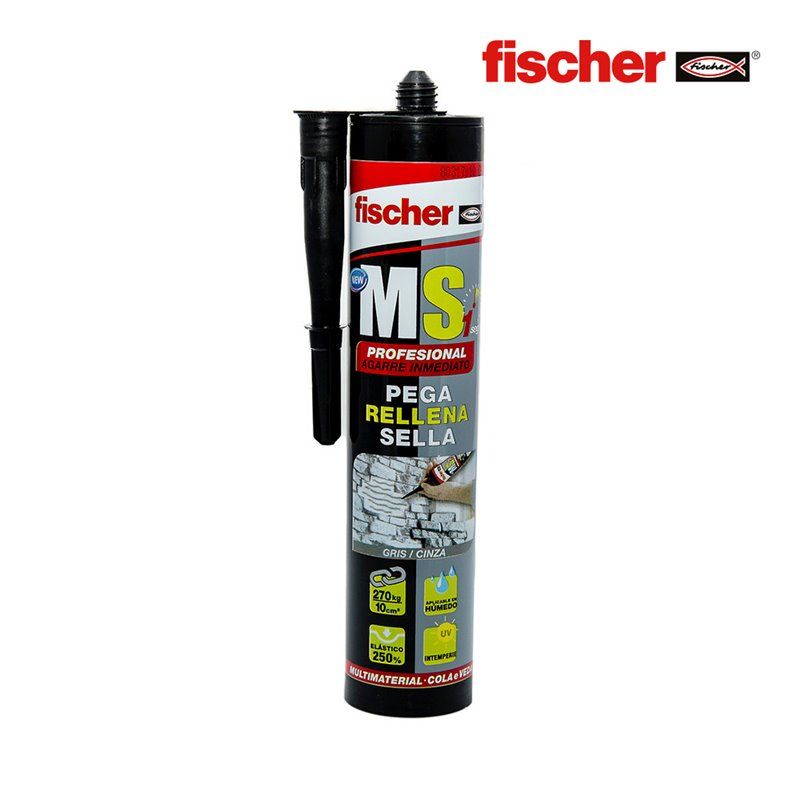 MS PROFESIONAL GRIS 290 ML FISCHER . SELLANTE-ADHESIVO MONOCOMPONENTE DE ELEVADAS PRESTACIONES MECÁNICAS, DISEÑADO PARA EL SELLA