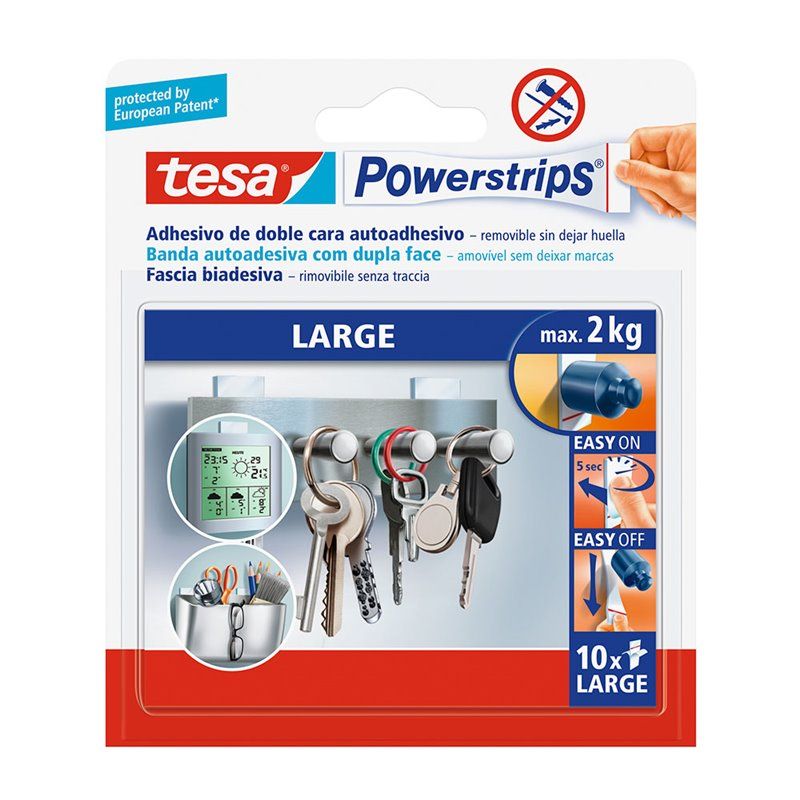 Substituição de tira adesiva grande dupla face Tesa Powerstrips 58060