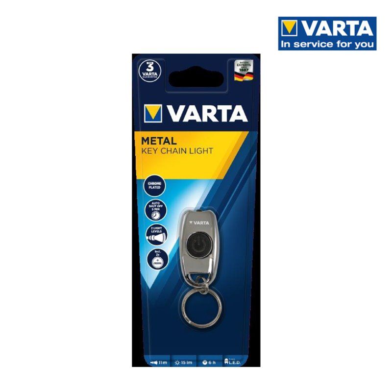 LINTERNA LLAVERO VARTA METAL KEY CHAIN LIGHT . LINTERNA LLAVERO SUPERCOMPACTA FABRICADA CON UNA ALEACIÓN DE CINC CROMADA DE GRAN