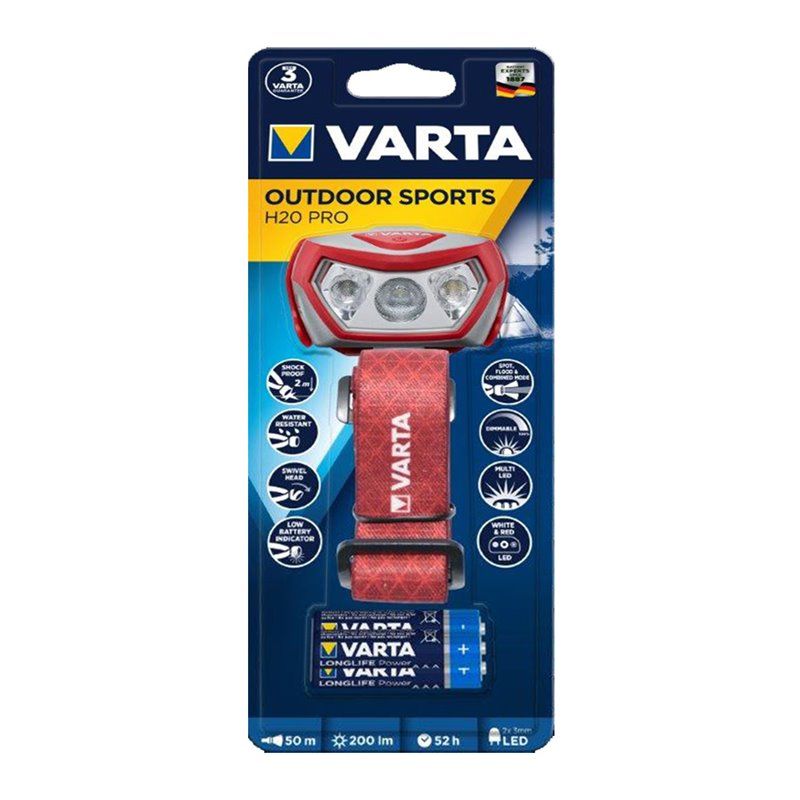 LINTERNA OUTDOOR SPORTS H20 PRO VARTA.DISEÑO DE PRODUCTO PROPIO DE VARTA. ACCESORIO DEPORTIVO ROBUSTO Y ELEGANTE EN ATRACTIVOS C