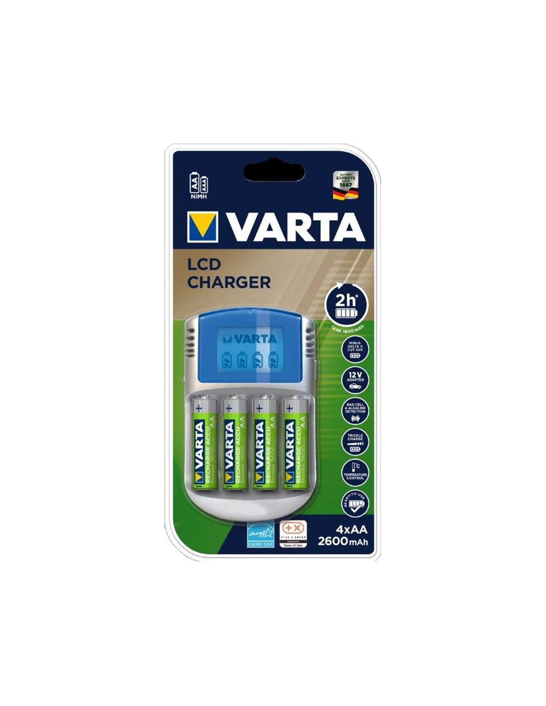 VARTA-Cargador Pocket pilas recargables AA / AAA (incluye 4 pilas AA 2100  mAh 2 pilas AAA 800mAh)