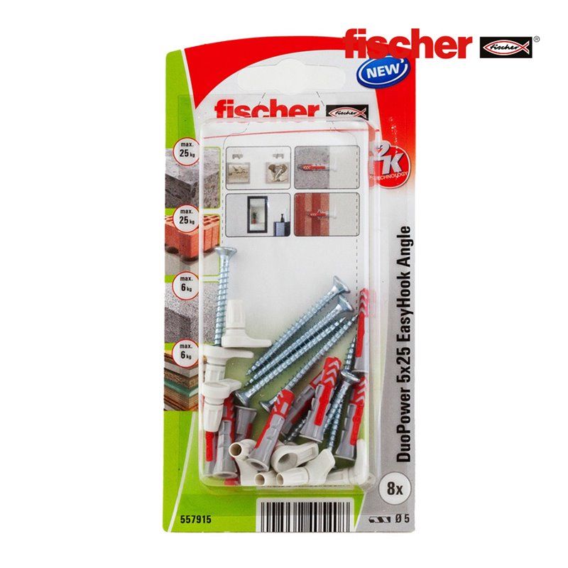 Blister 8 alcayatas duopower easyhook 5x25 557916 fischer