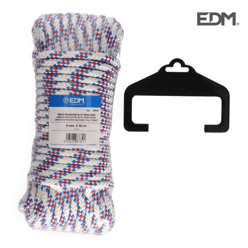 Novelo EDM 20m Adriça de Poliéster High Tend Tricolor Gauge 8mm