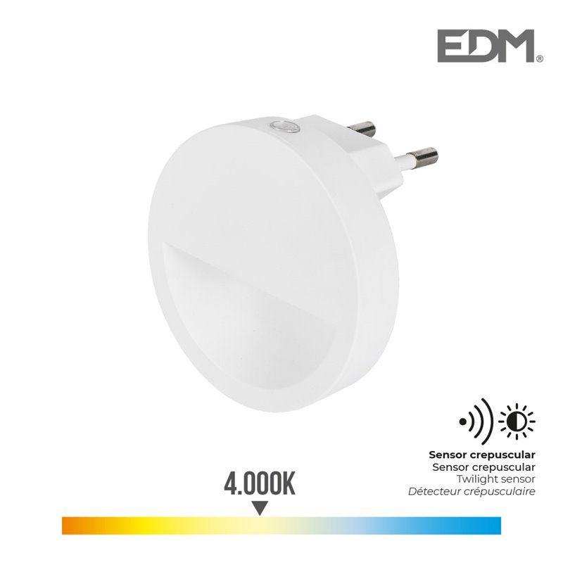 Piloto noche led 0,5w 5lm 4.000k luz dia redondo con visera edm