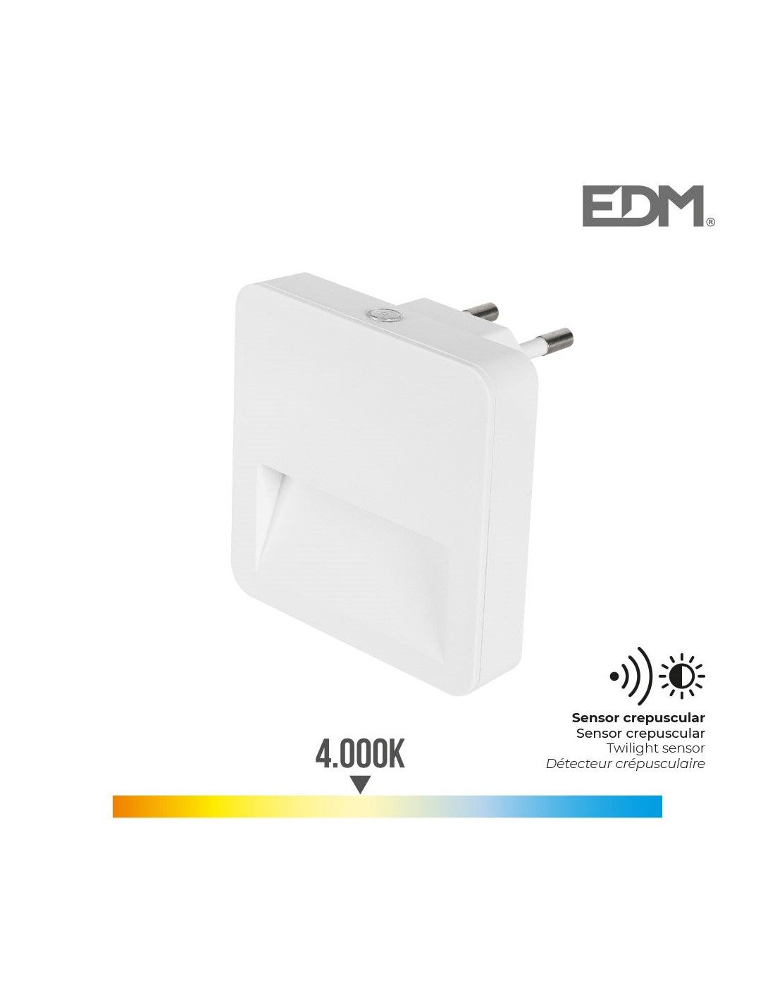 Luce notturna a led 0.5w 5lm 4.000k luce diurna quadrata con visiera EDM