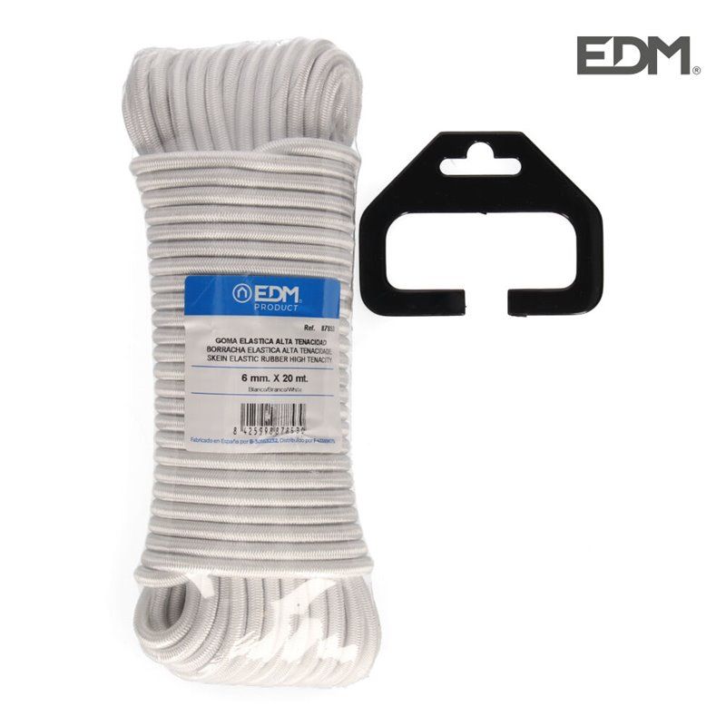 Matassa da 20 metri gomma elastica bianca ad alta tenacità calibro 6 mm EDM