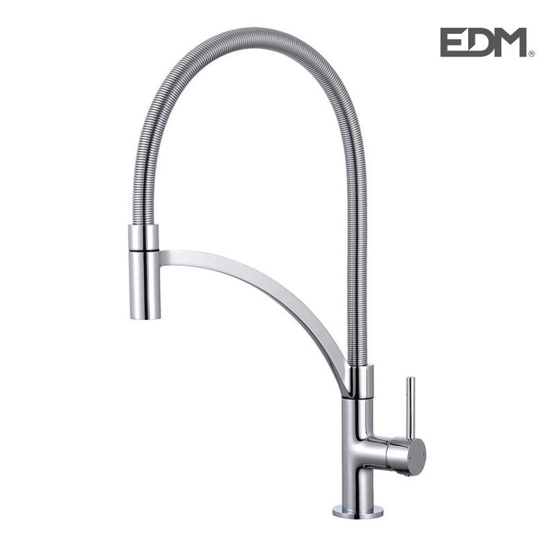 GRIFO MONOMANDO FREGADERA MOD IBIZA EDM. CARTUCHO CERAMICO, CUERPO DE LATON CON MANGO DE ZINC, IDEAL PARA COCINAS.