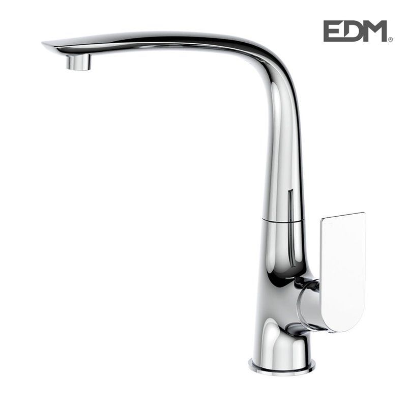 GRIFO MONOMANDO FREGADERA CAÑO ALTO CASCAIS EDM.  CARTUCHO CERAMICO, CUERPO DE LATON CON MANGO DE ZINC, IDEAL PARA LAVABO