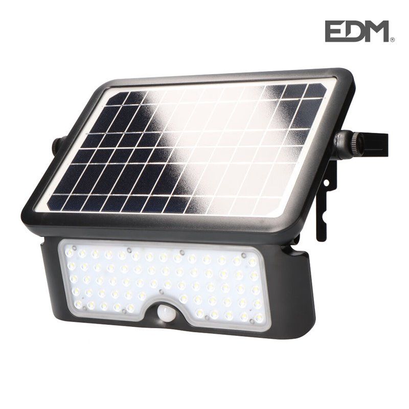 APLIQUE LED SOLAR MULTIFUNCIONAL (5 POSICIONES) 10W 1.150Lm 6000K LUZ FRIA IP65 COLOR NEGRO BATERIA RECARGABLE  LI-ON 7,4V/3.000