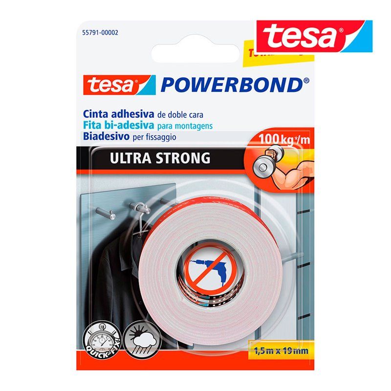 CINTA MONTAJE POWERBOND ULTRASTRONG EXTRAFUERTE 1,5M X 19MM 55791 TESA