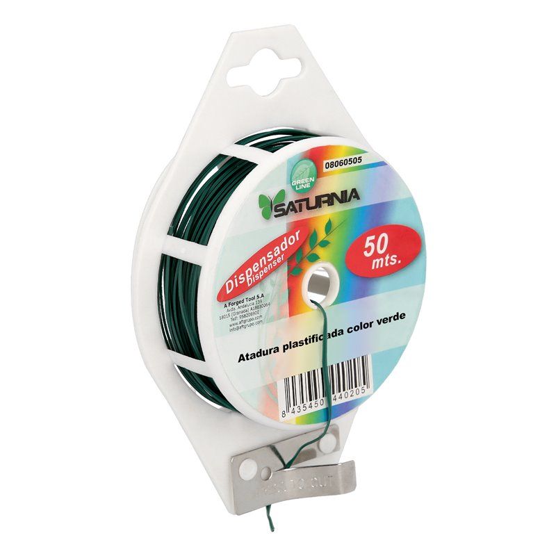 Atadura Plastificada Con Dispensador De 50 Metros. Ideal Para Entutorar, Jardin, Bonsais, Macetas, etc. Flexible y Duradero.