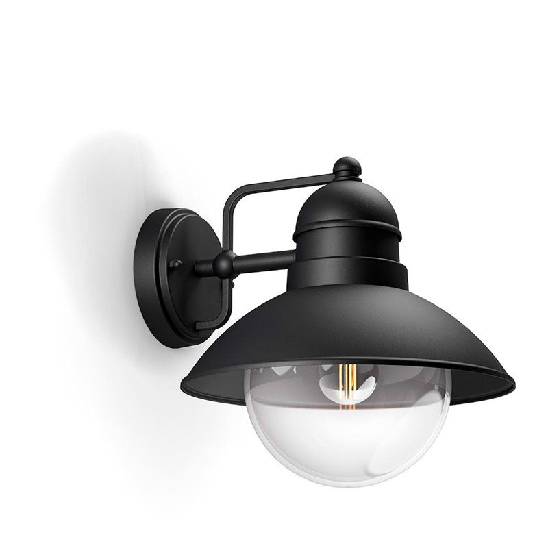 APLIQUE E27 NEGRO HOVERFLY PHILIPS, NO INCLUYE BOMBILLA, FABRICADO EN ALUMINIO,IP44, TAMAÑO: 24,8X22,4X22,2CM