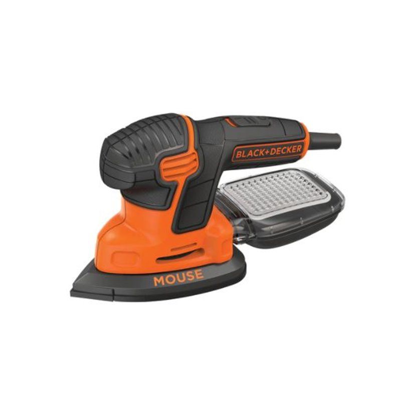  LIJADORA DE DETALLE MOUSE®  120W  BLACK+DECKER. VELOCIDAD 14.000 RPM, ÓRBITA 2MM HOJA 110MM/CM². INCLUYE DEPÓSITO PARA EXTRACCI