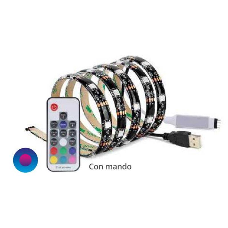 Tira de LED USB 2x0,5M para TV 7.2W/M IP44 RGB