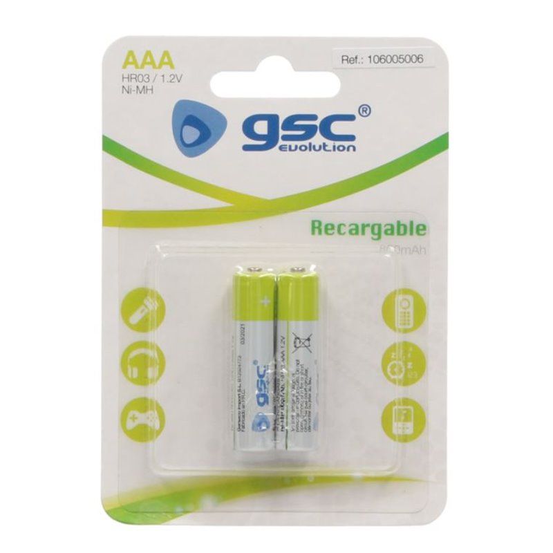 GSC 106005006 | Bateria recarregável GSC HR03 (AAA) 1.2V 800mAh Blister 2 unidades