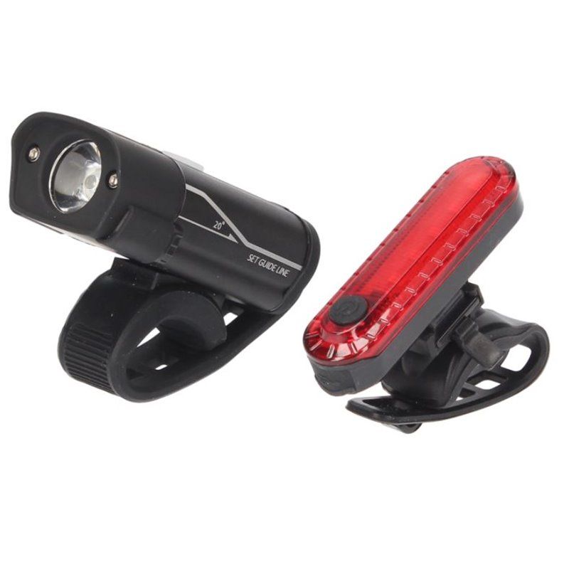 Set luces bicicleta LED recargable USB impermeable delantera y trasera