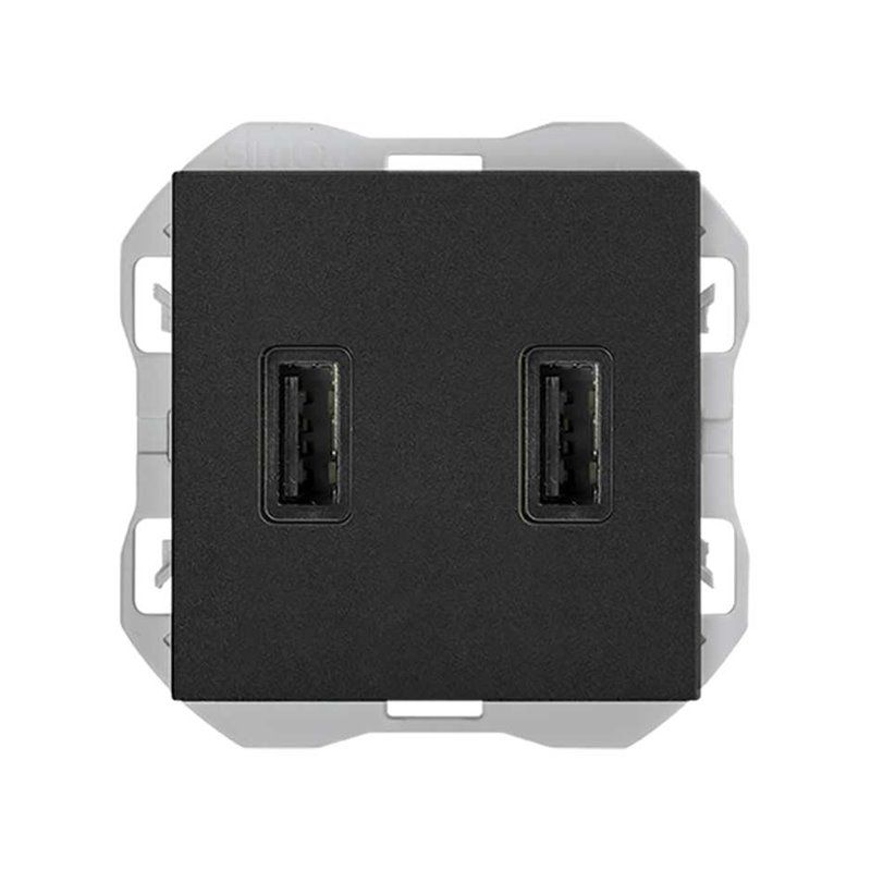 SIMON 270 | Chargeur USB Dual A + A 2.1A noir mat 20000096-098