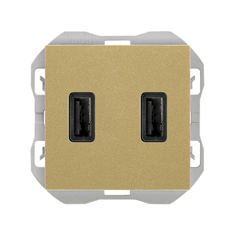 SIMON 270 | Cargador USB doble A + C 3,1A Quickcharge oro 20000296-095