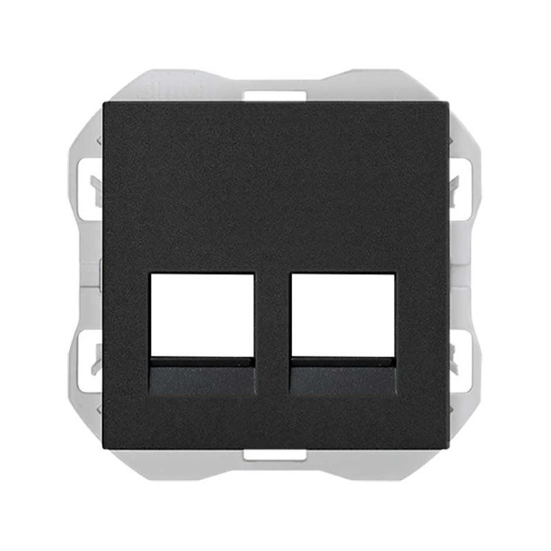 SIMON 270 | Tapa de datos plana para 2 conectores RJ45 negro mate 20000088-098