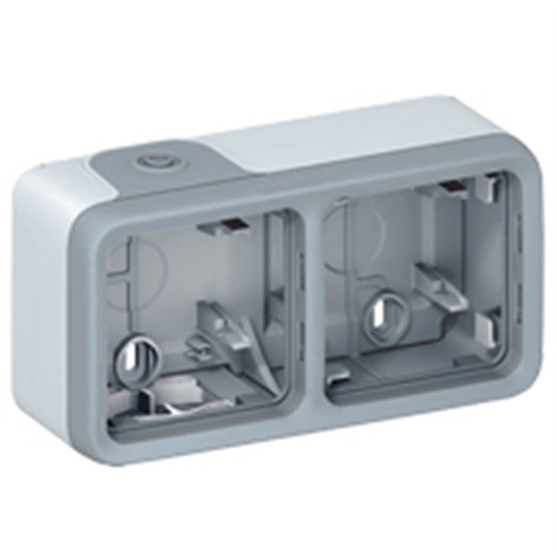 Caja superficie horizontal plexo 2 posiciones gris