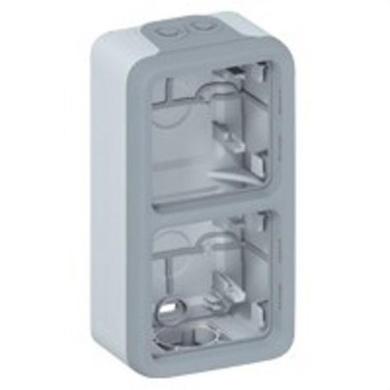 Caja superficie vertical plexo 2 elementos con conos gris