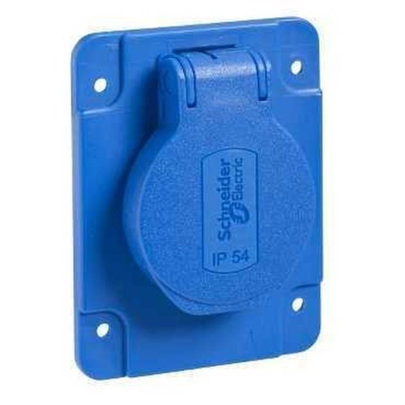 Base 10/16A 2P+TT apriete posterior 65x85 azul