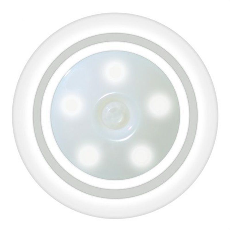 SPOTMAT LED. LUMINARIA LED DETECTOR MOVIMIENTO TECHO/PARED. 360º.3 PILAS. DETEC.:TECHO:Ø 2M A 2,5M A