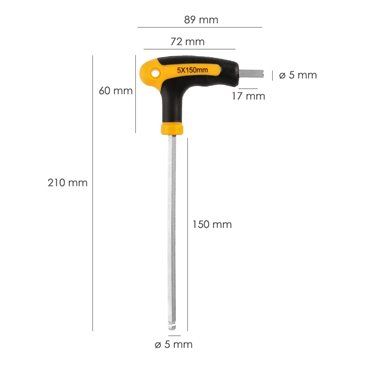 Llave Allen Con Bola Mango Forma T 5,0 mm. Con Colgador