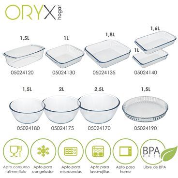 ORYX Recipiente Hermetico Cristal Redondo 850 ml. Ø 165 x 8 (alt) cm. :  : Hogar y cocina