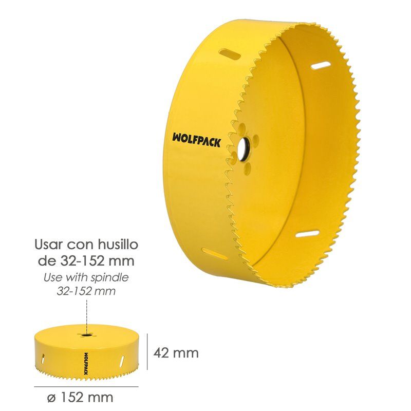 Corona Sierra Bimetal Ø 152 mm. Templado Termico, Base Reforzada. Corona  Madera, Broca Agujeros Madera, Acero