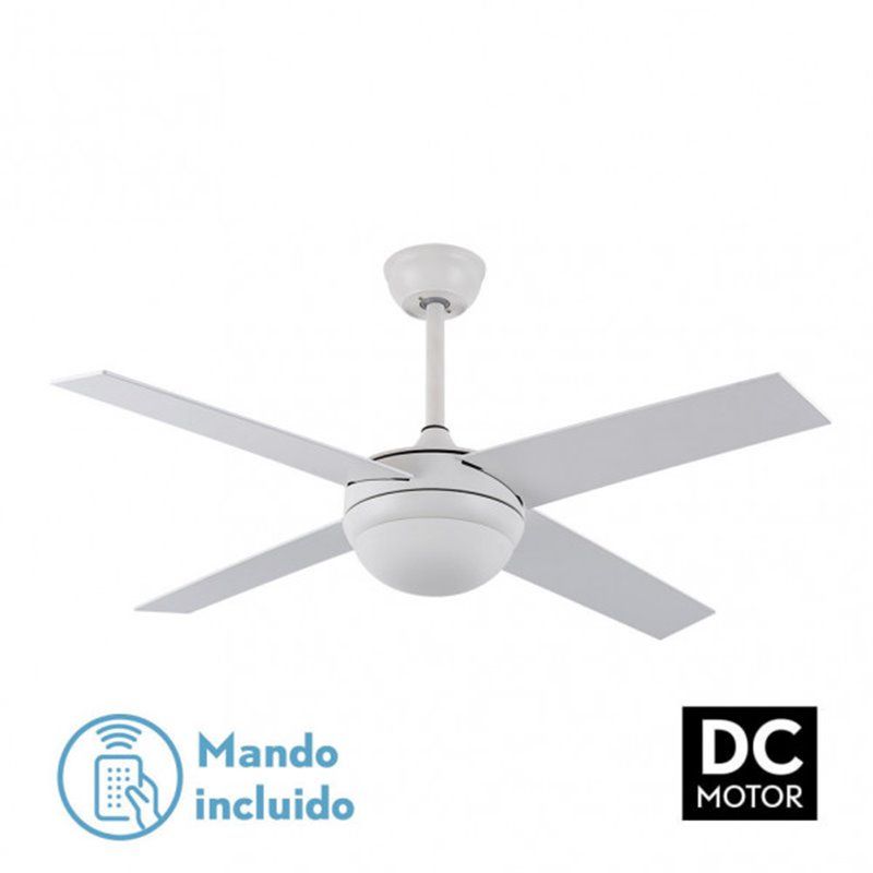 Ventilador Dc Ciro 2xe27 Blanco 4 Asp.rev Blanco/haya 35/45x116,8d Remoto Y Temporizador