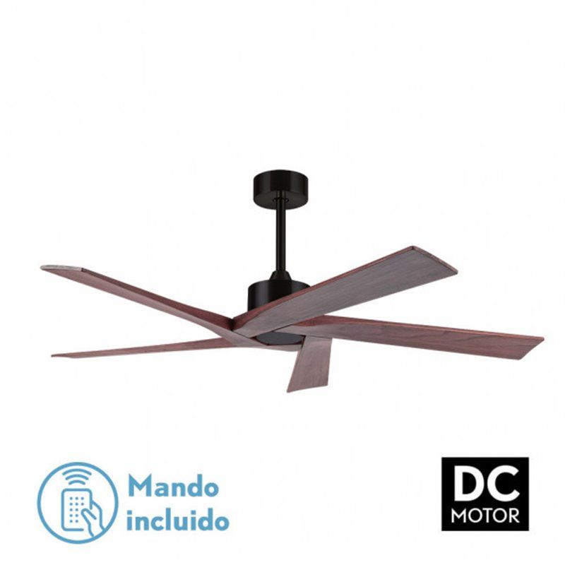 Ventilador Dc Nadir Negro/marron Sin Luz 5 Aspas 142,2d C/control Remoto Y Temporizador