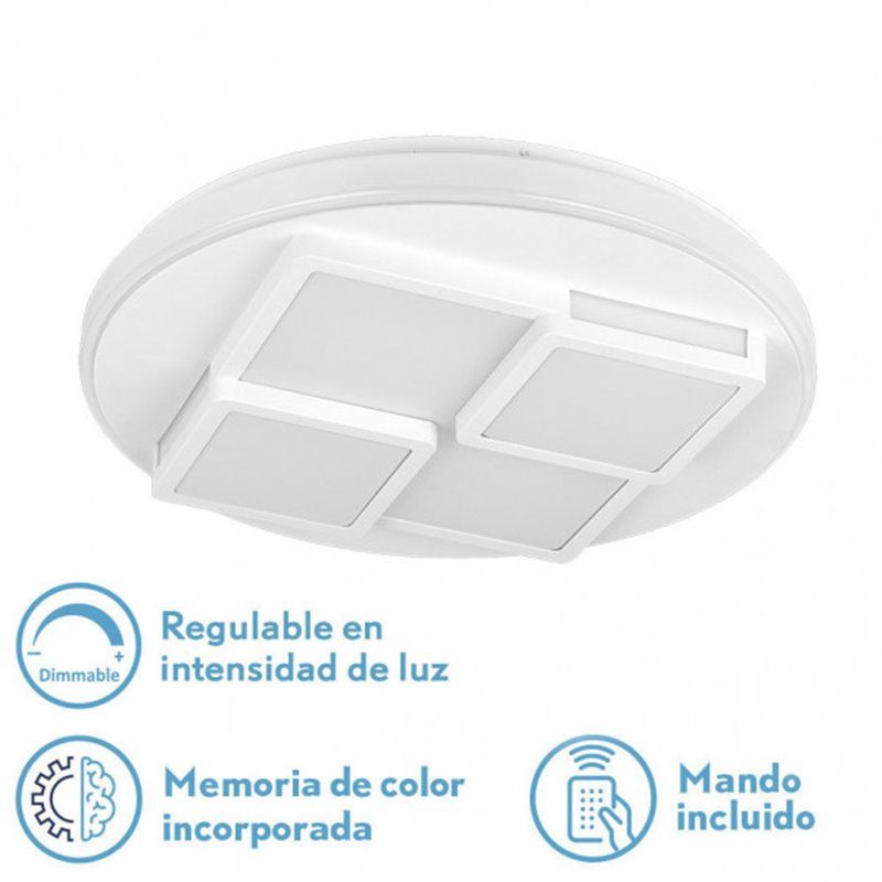 Plafon 96w Lavi 3000-4000-6500k 7488lm Blanco  8,5x49x49cm Remoto+reg.inten.+ Memoria