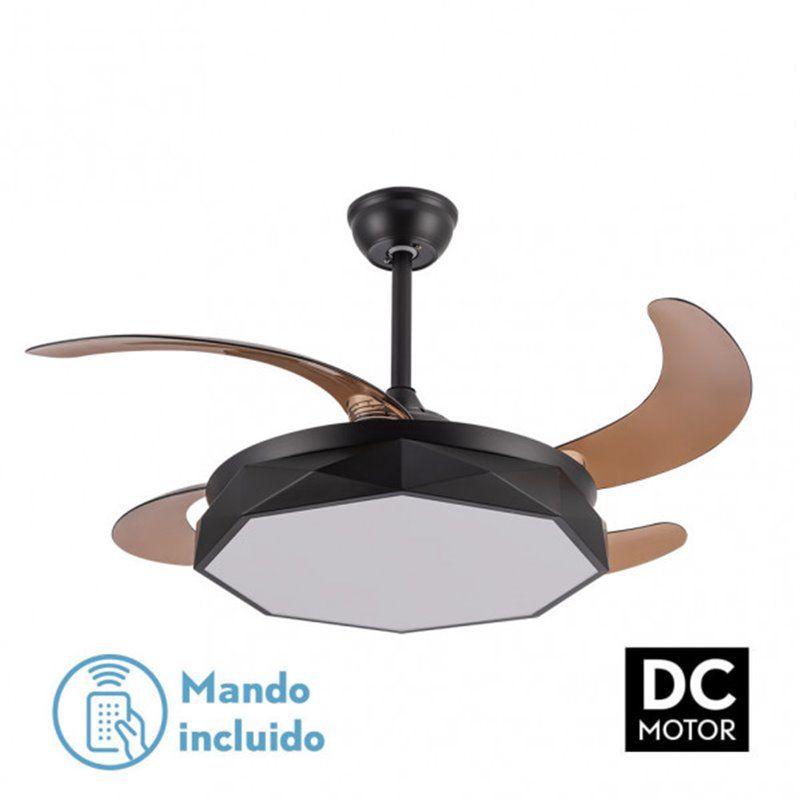 Ventilador Dc Nashi 72w Negro 4 Asp.desp. 107d  3000-4000-6000k  Remoto+memoria+Temporizador