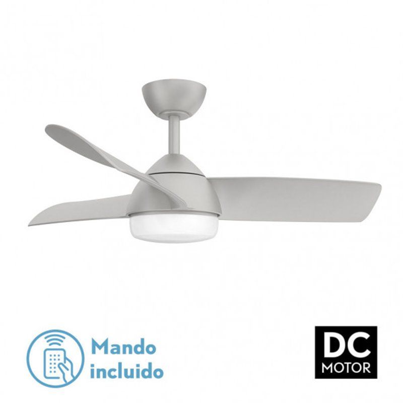 Ventilador 24w Dc Haur Plata 3 Asp.6 Veloc.107d  2 Tijas C/remoto, Memoria Y Temp.3000-4000-600k