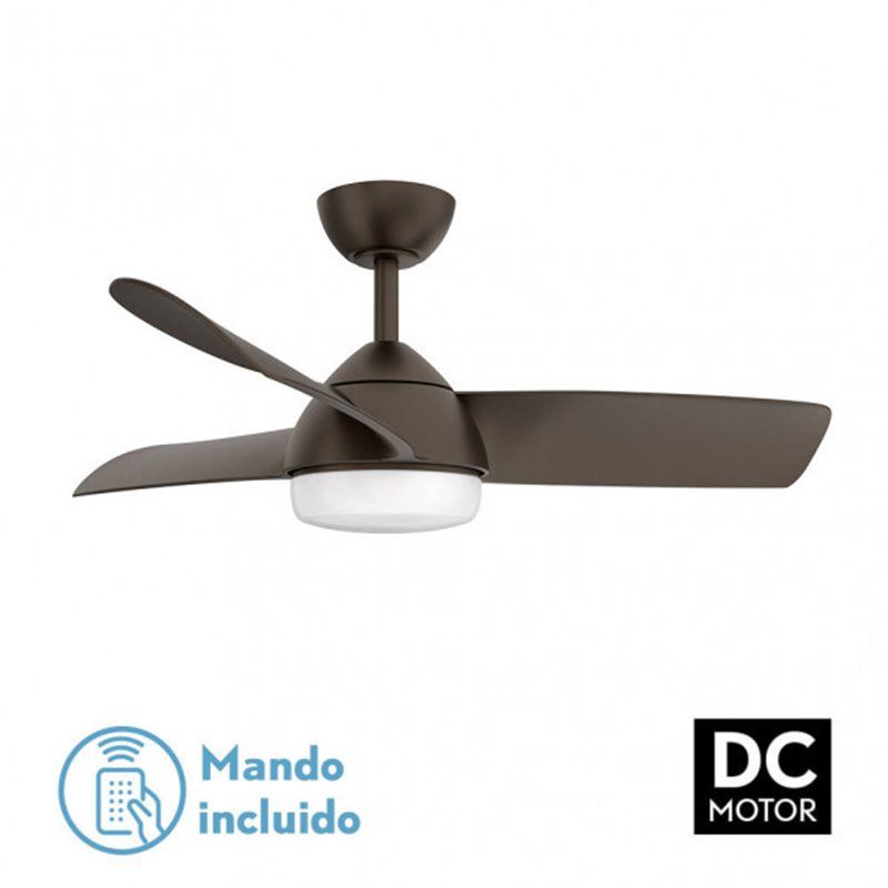 Ventilador 24w Dc Haur Marron 3 Asp.6 Veloc.107d  2 Tijas C/remoto, Memoria Y Temp.3000-4000-600k