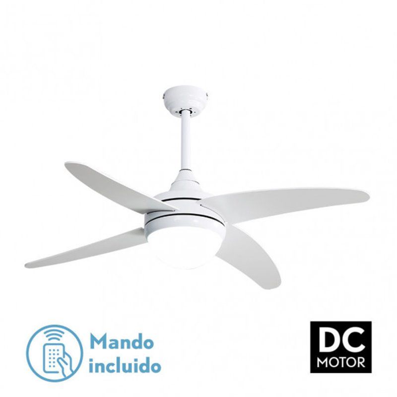 Ventilador 2xe27 Dc Klod Blanco 4 Asp.6 Vel.117d  C/remoto