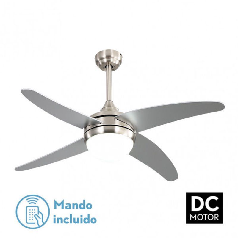 Ventilador 2xE27 DC Klod Níquel/Prata 4 Lâminas