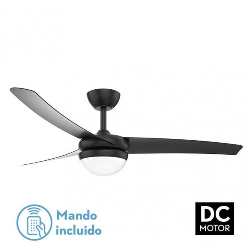 Ventilador 2xe27 Dc Kusi Negro 3 Asp.6 Veloc.  35/47,5x132d C/remoto Y Temporizador