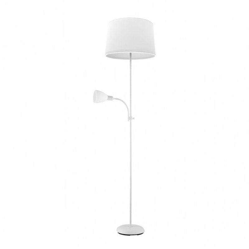 FABRILAMP 175242001 | Suporte de chão para sala Rilon 1xe27+1xe14 C/Leitor Branco Tela Branca 175,5x40x40 Cm