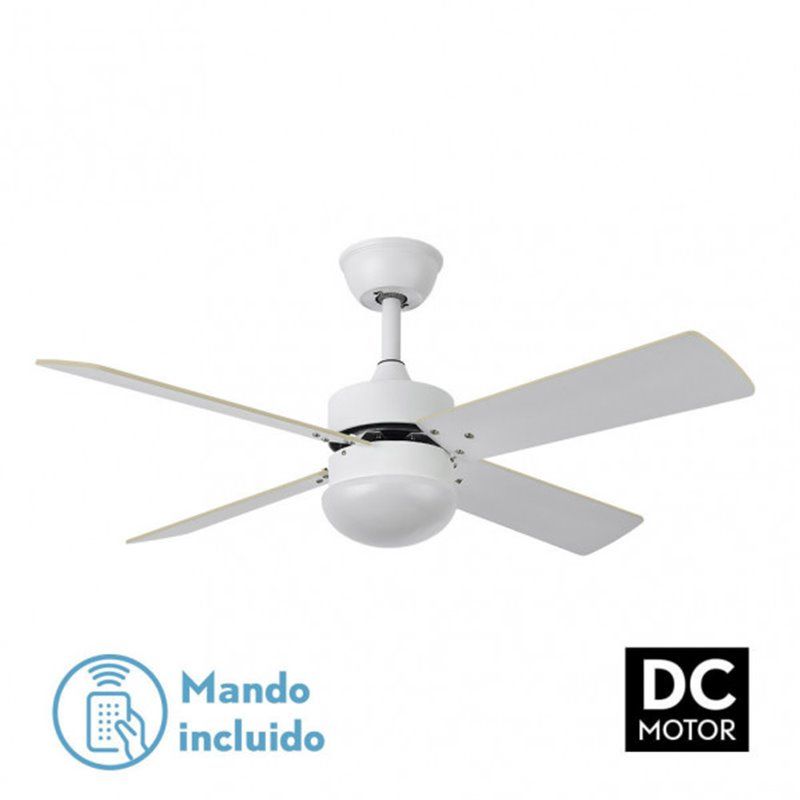 Ventilador Dc Sofia 2xe27 Blanco 4 Aspas Rev.Blanca/haya 40x107d C/remoto Temporizador