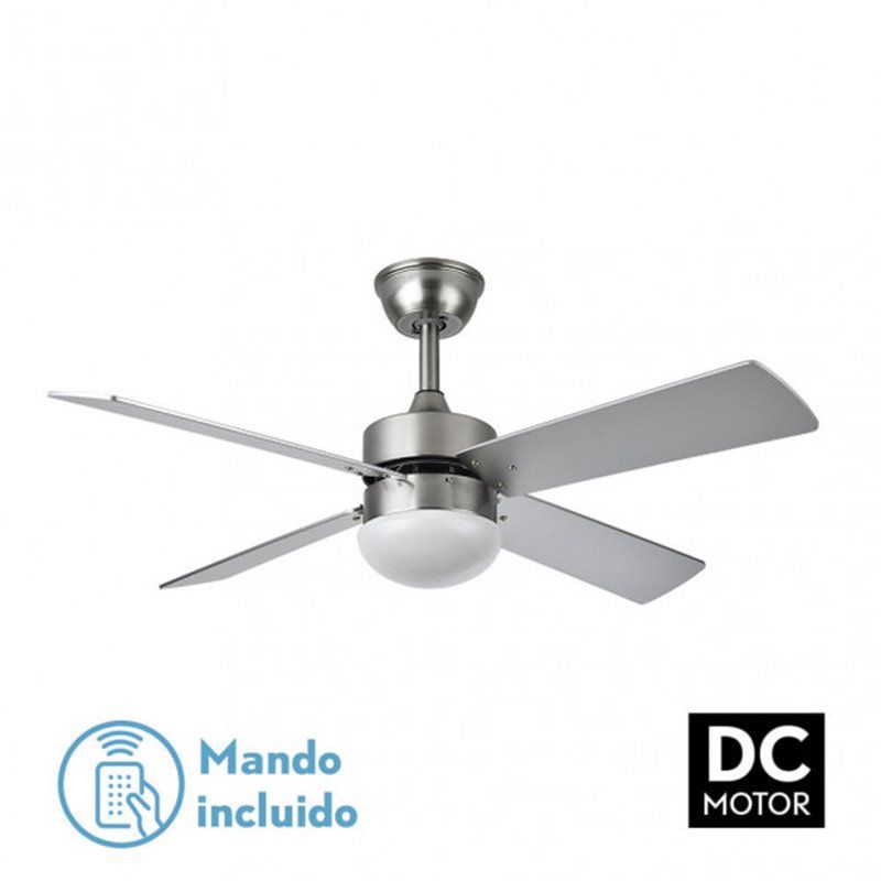 Ventilador de Teto DC Sofia 2xE27 Níquel 4 Lâminas Faia Prata