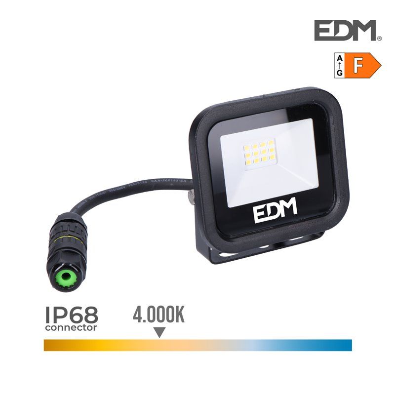 Projetor LED 10W 800lm 4000K Daylight Preto Série 9,2x8,1x2,7cm EDM