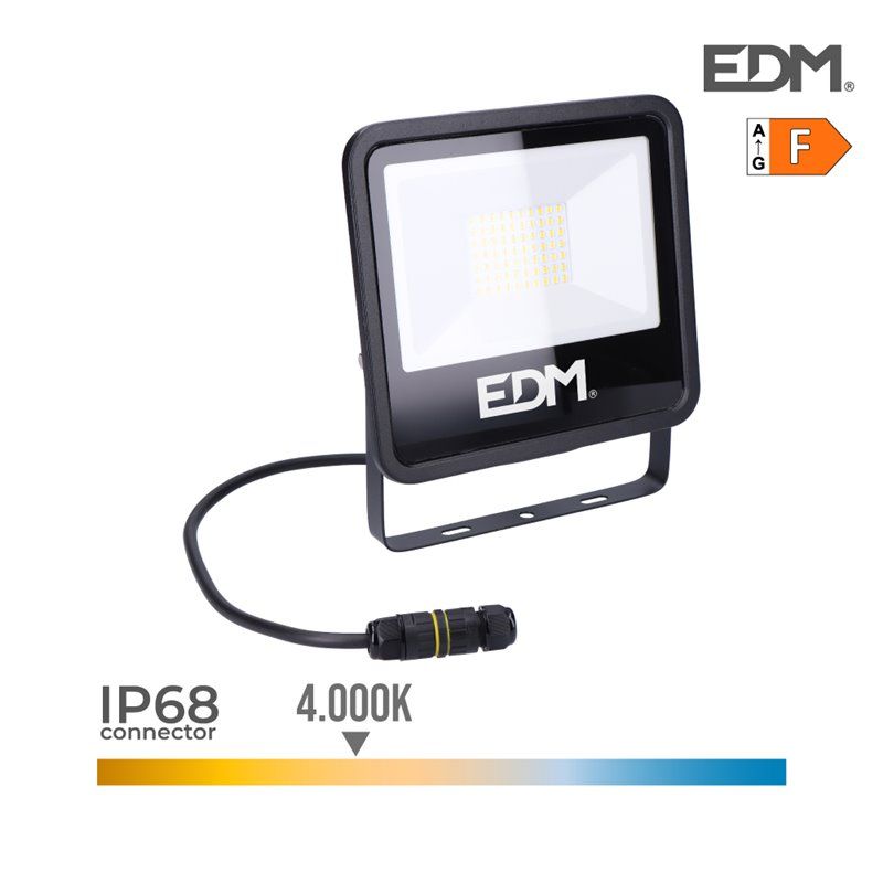 Foco proyector led 50w 4000lm 4000k luz dia black series edm