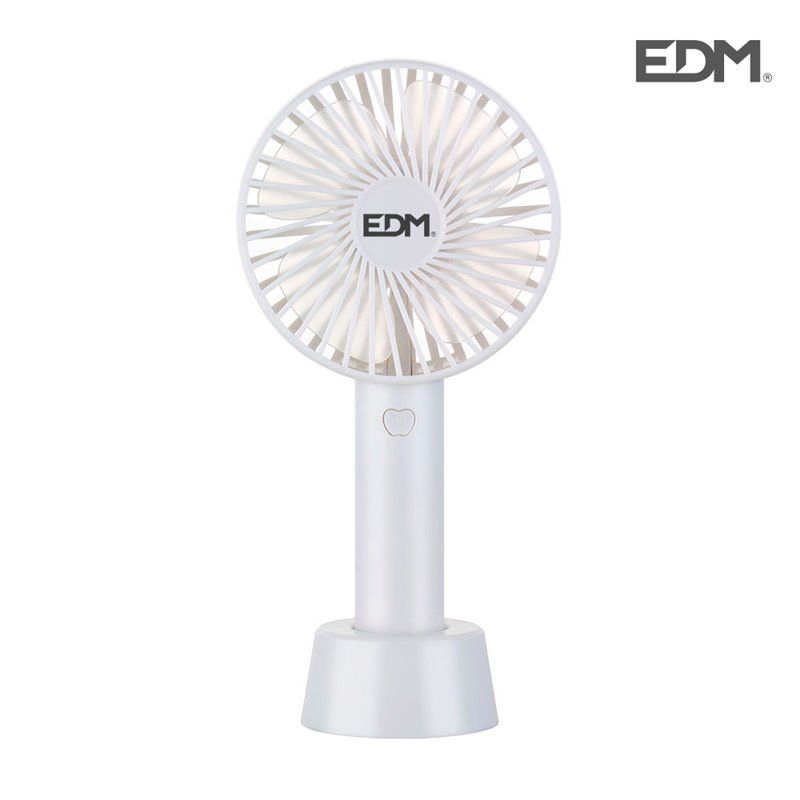 Ventilador de mano recargable 4,5w aspas ø10,6x21,3cm edm