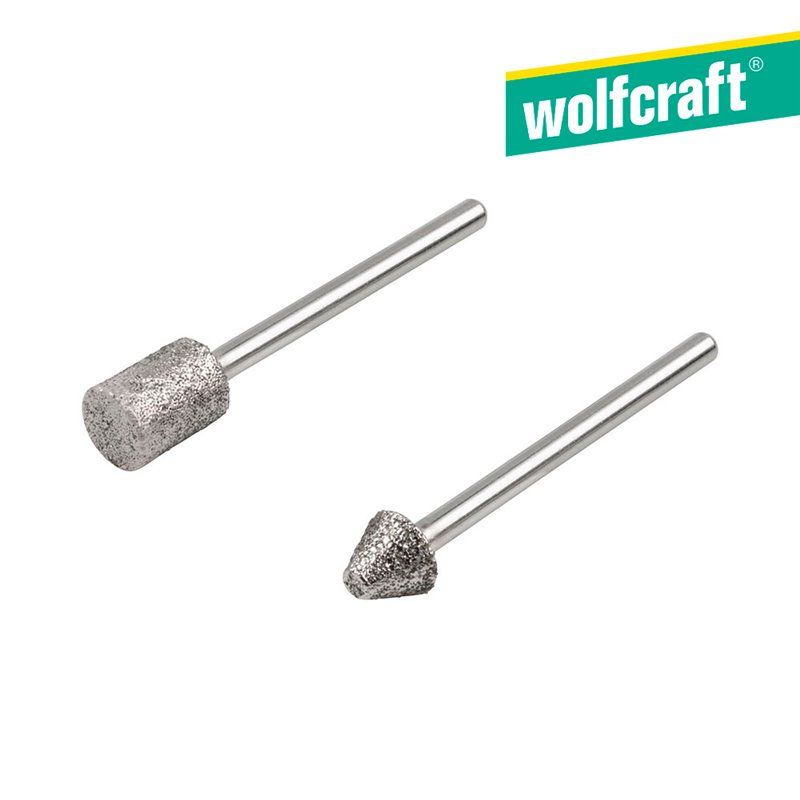 Conjunto de 2 rebolos diamantados cilíndricos e de cone pontiagudo Wolfcraft (5989000)