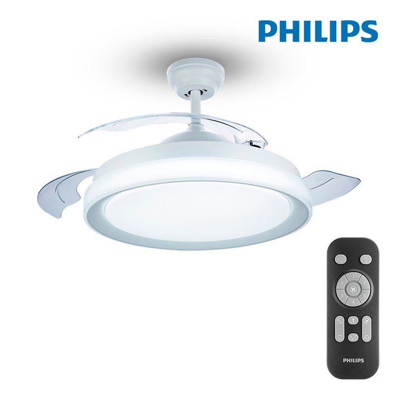 Ventilador techo de led modelo atlas blanco potencia: 28+35w aspas: ø106cm con mando a distancia philips